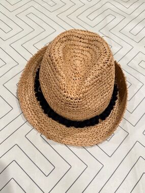 Tracy Watts New York Rattan Pom Pom Fedora Hat